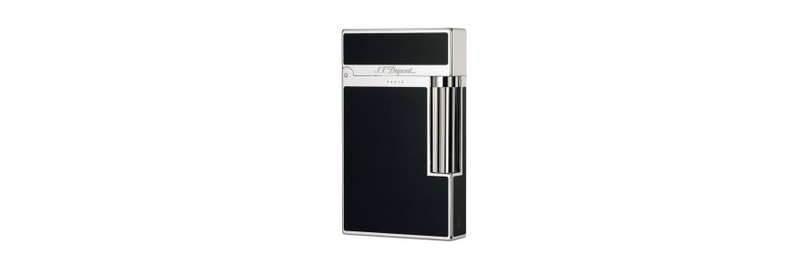 Dupont - 016296 - 2 Line Lighter - Black Laquer and Palladium