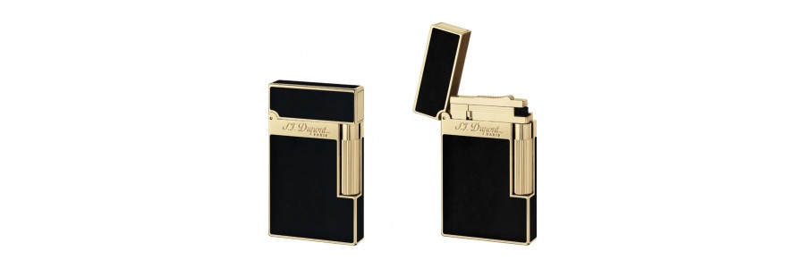 Dupont - 016884 - 2 Line Lighter - Black Laquer and Gold