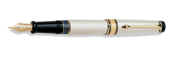 Aurora - Optima - Silver Grana Riso - Fountain Pen 
