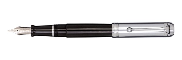 Aurora - Talentum - Glossy Black Cap Chrome - Big Fountain Pen