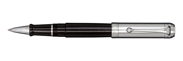 Aurora - Talentum - Glossy Black and Cap Chrome - Big Rollerball Pen
