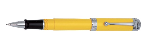 Aurora - Talentum - Glossy Yellow and Chrome - Big Rollerball Pen