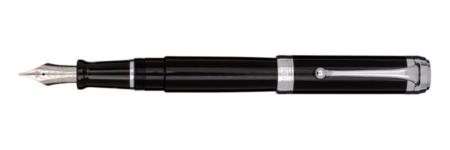 Aurora - Talentum - Glossy Black and Chrome - Big Fountain Pen