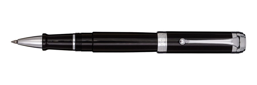 Aurora - Talentum - Glossy Black and Chrome - Big Rollerball Pen