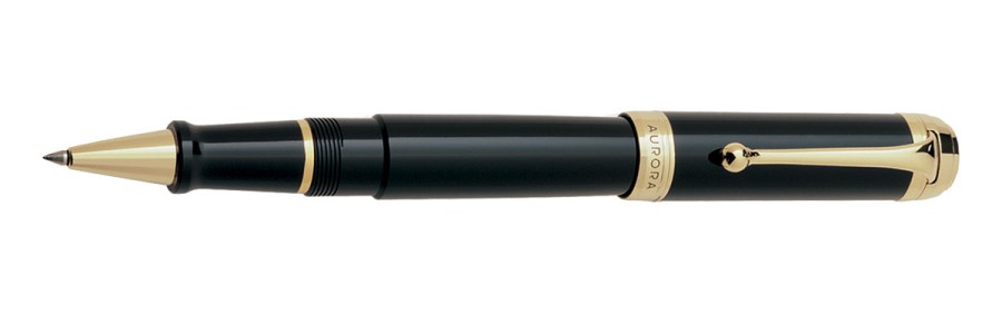 Aurora - Talentum - Glossy Black and Gold - Big Rollerball Pen