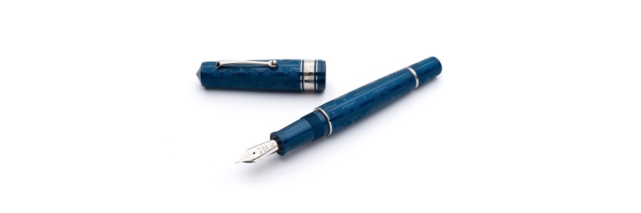 Leonardo Officina Italiana - Momento Zero Grande - Art Dèco 2021 - Blue HT - Fountain pen