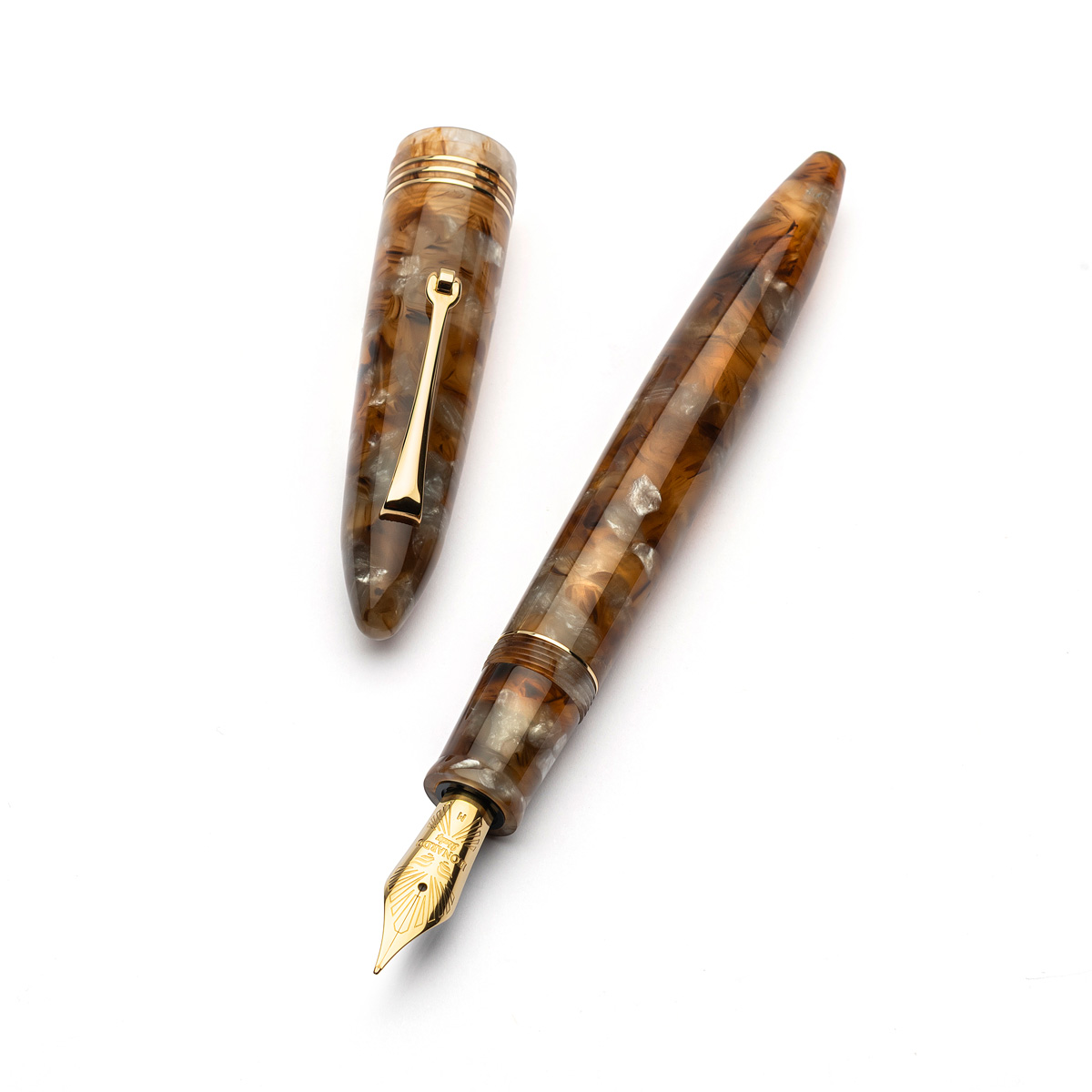 Leonardo Officina Italiana - Furore 2025 - Aque Ambrate GT - Stilografica - Pennino oro 14kt. (La Fenice)