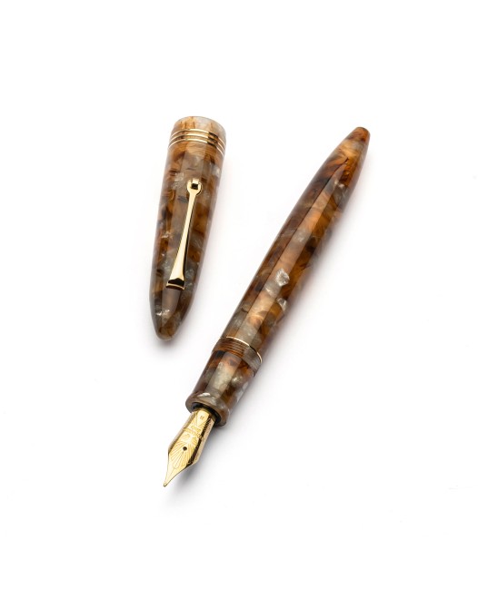 Leonardo Officina Italiana - Furore 2025 - Aque Ambrate GT - Stilografica - Pennino oro 14kt. (La Fenice)