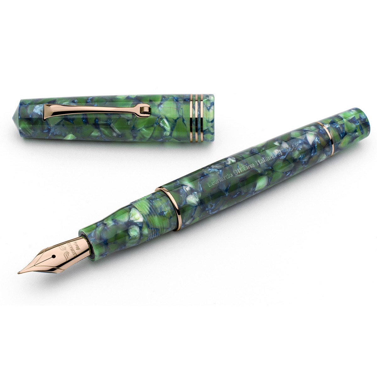 Leonardo Officina Italiana - Momento Zero resin - Green Blue RGT - Fountain pen - Steel nib