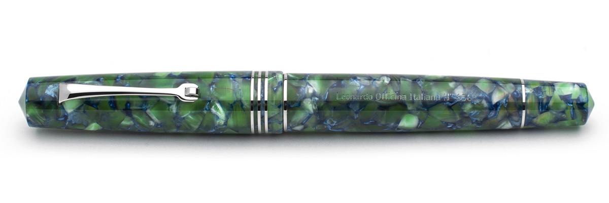Leonardo Officina Italiana - Momento Zero resin - Green Blue CT - Fountain pen - Gold nib