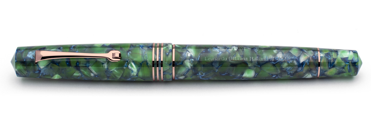 Leonardo Officina Italiana - Momento Zero resin - Green Blue RGT - Fountain pen - Gold nib