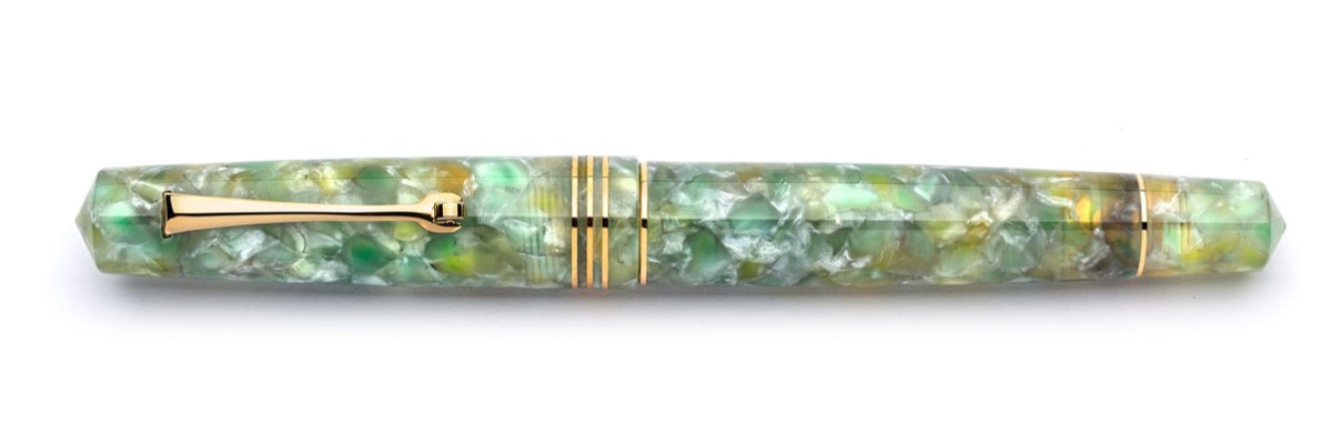 Leonardo Officina Italiana - Momento Zero resin - Green jade GT - Fountain pen - 14K Gold nib
