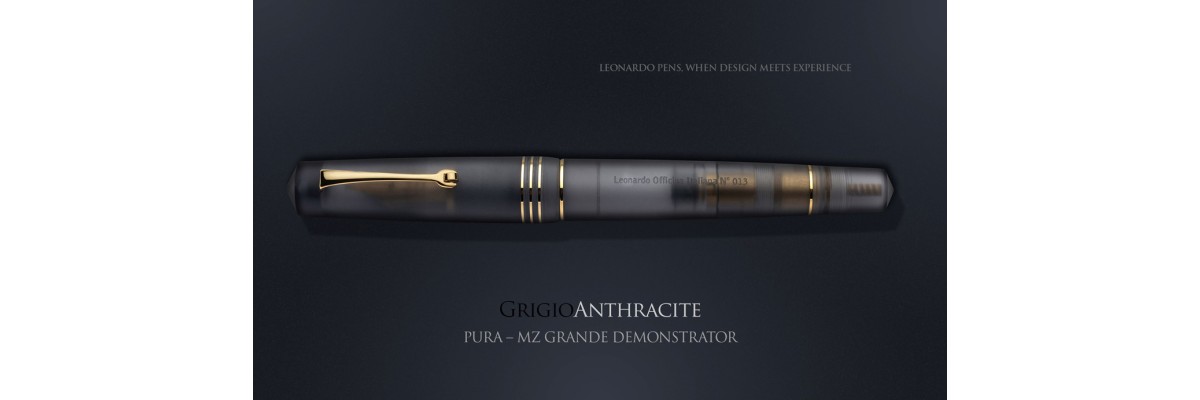 Leonardo Officina Italiana - Momento Zero Pura Gold Anthracite Grey - Stilografica - Pennino dorato
