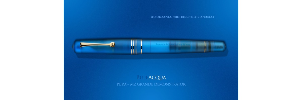 Leonardo Officina Italiana - Momento Zero Pura Gold Aqua Blue - Stilografica - Pennino oro giallo