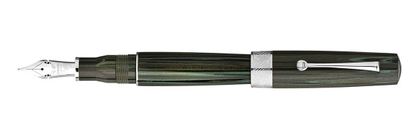 Leonardo Officina Italiana - Speranza - Stilografica in Ebanite Verde - Finiture Rodiate - Pennino Musicale