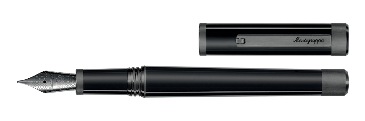 Montegrappa - Zero - Stilografica Pennino Oro - Ultra Nero Rutenio