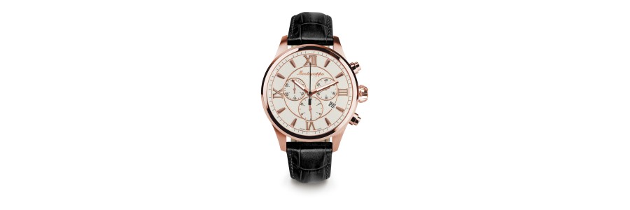 Montegrappa - Orologio - Cronografo Fortuna - Oro Rosa - Argento - Nero Montegrappa - Orologio - Cronografo Fortuna - Oro Rosa - Argento - Nero