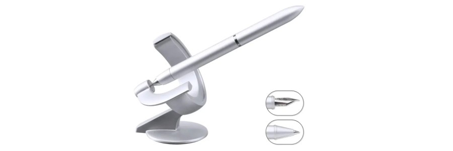 Hoverpen Future 2-in-1 – Penna magnetica modulare con doppia punta - Frost Silver