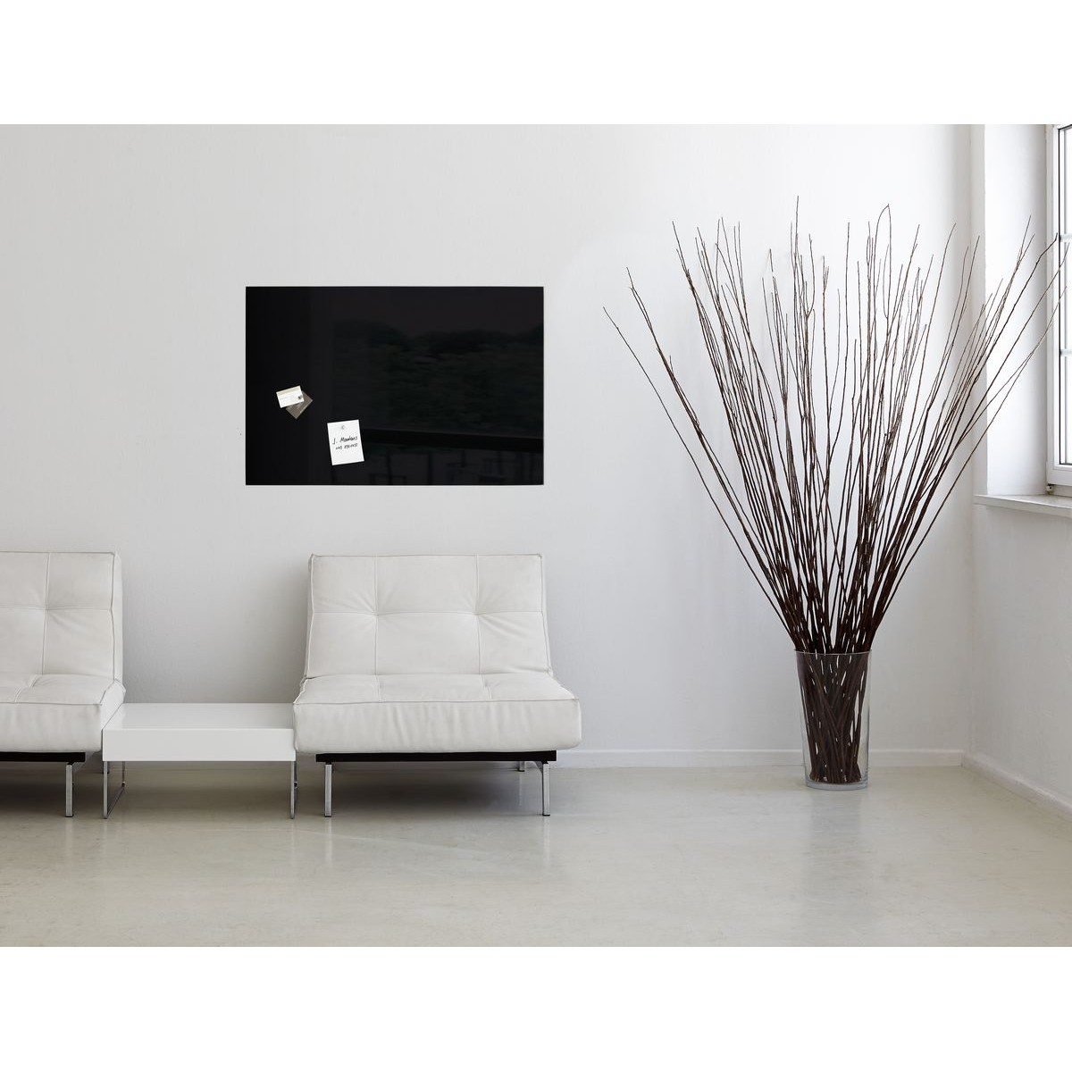 GL140 - Sigel - Magnetic Glass Board - Black - 100 x 65 cm 
