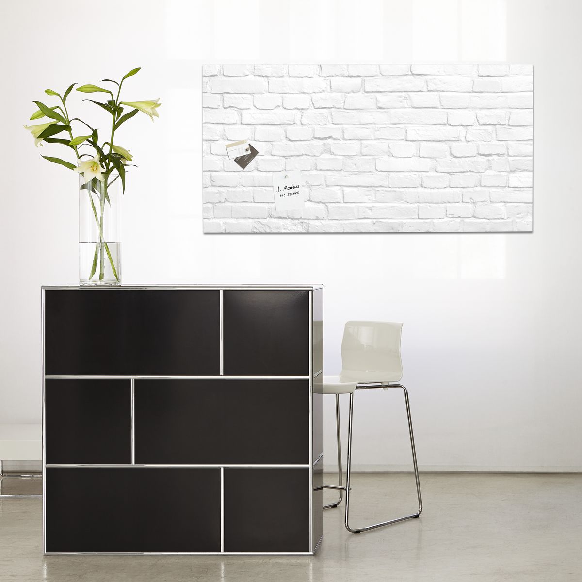 GL244 - Sigel - Magnetic Glass Boards - White Stone - 130 x 55 cm