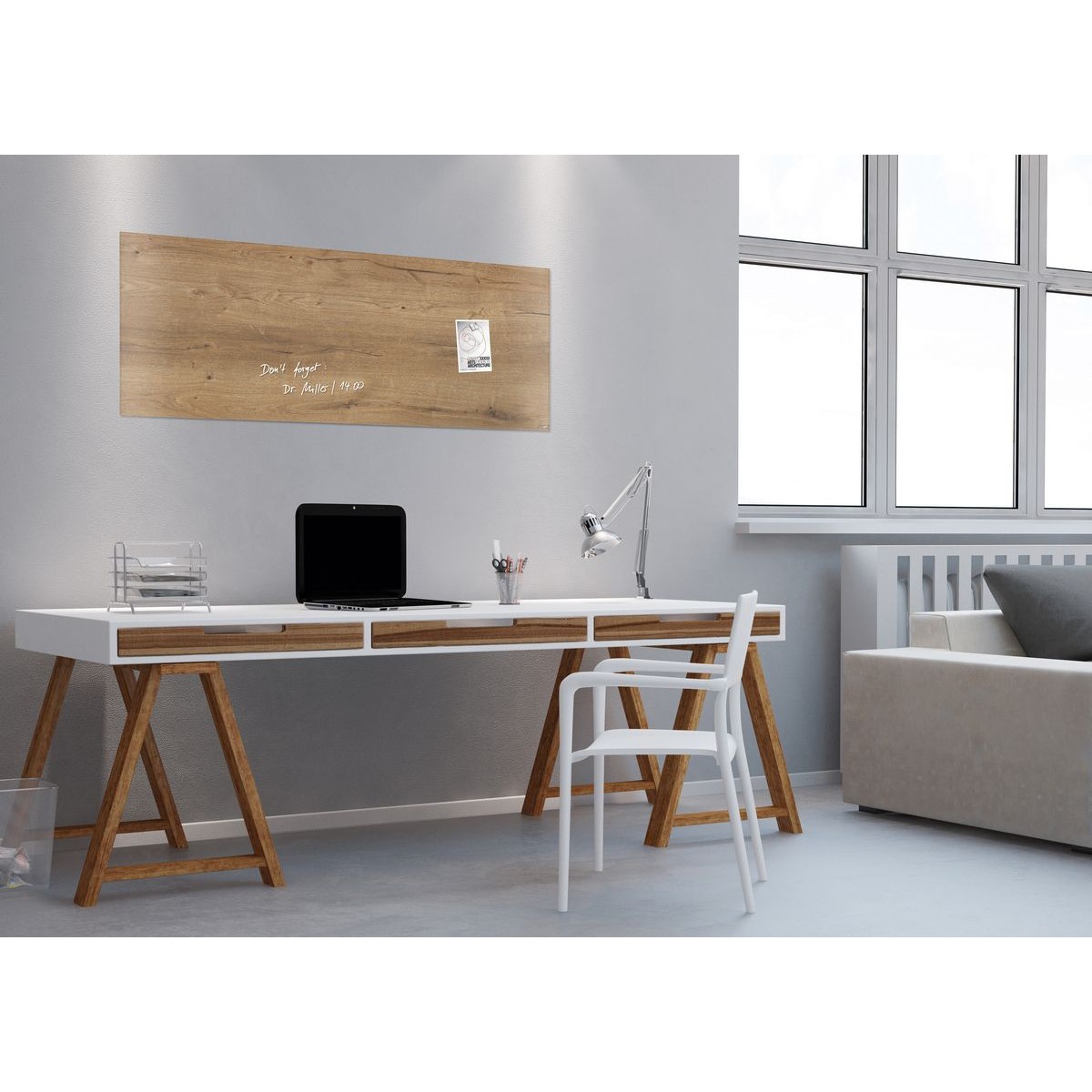 GL247 - Sigel - Magnetic Glass Boards - Natural Wood - 130 x 55 cm