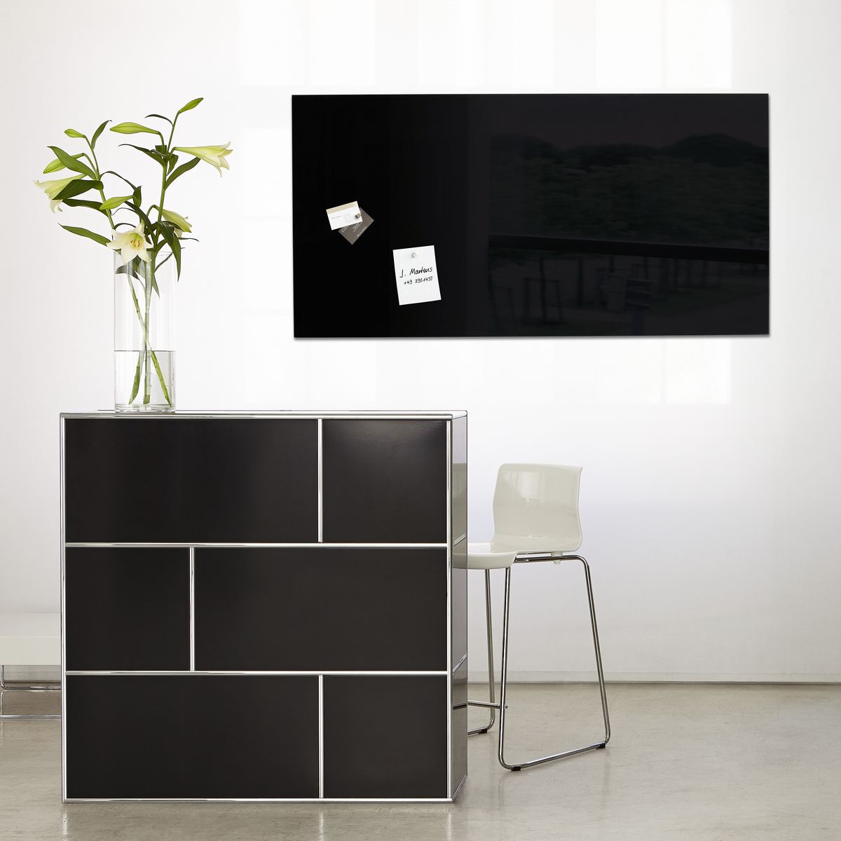 GL240 - Sigel - Magnetic Glass Boards - Black - 130 x 55 cm