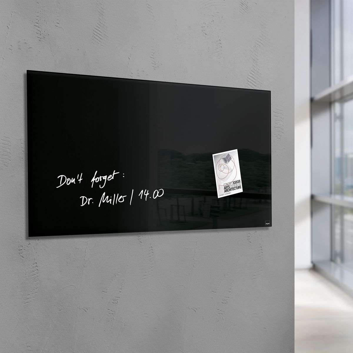 GL240 - Sigel - Magnetic Glass Boards - Black - 130 x 55 cm