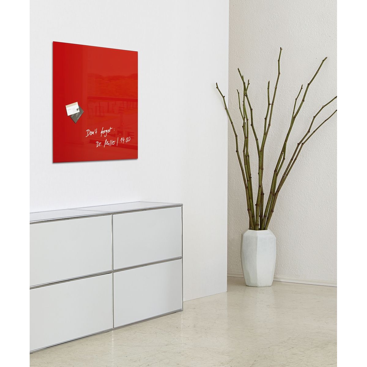 GL114 - Sigel - Magnetic Glass Board - Red - 48 x 48 x 1,5 cm