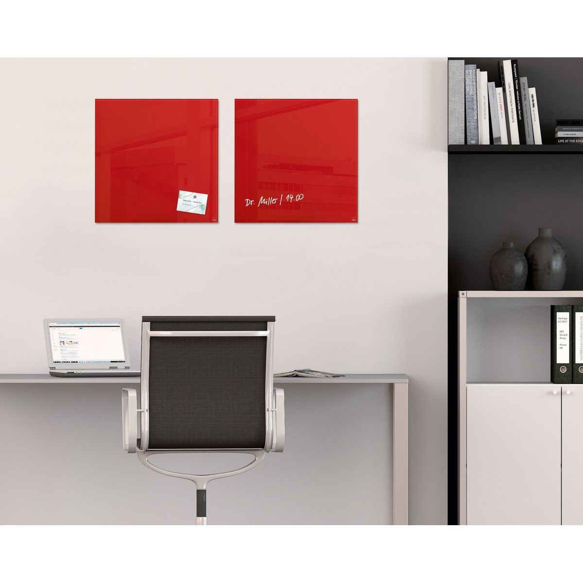 GL114 - Sigel - Magnetic Glass Board - Red - 48 x 48 x 1,5 cm