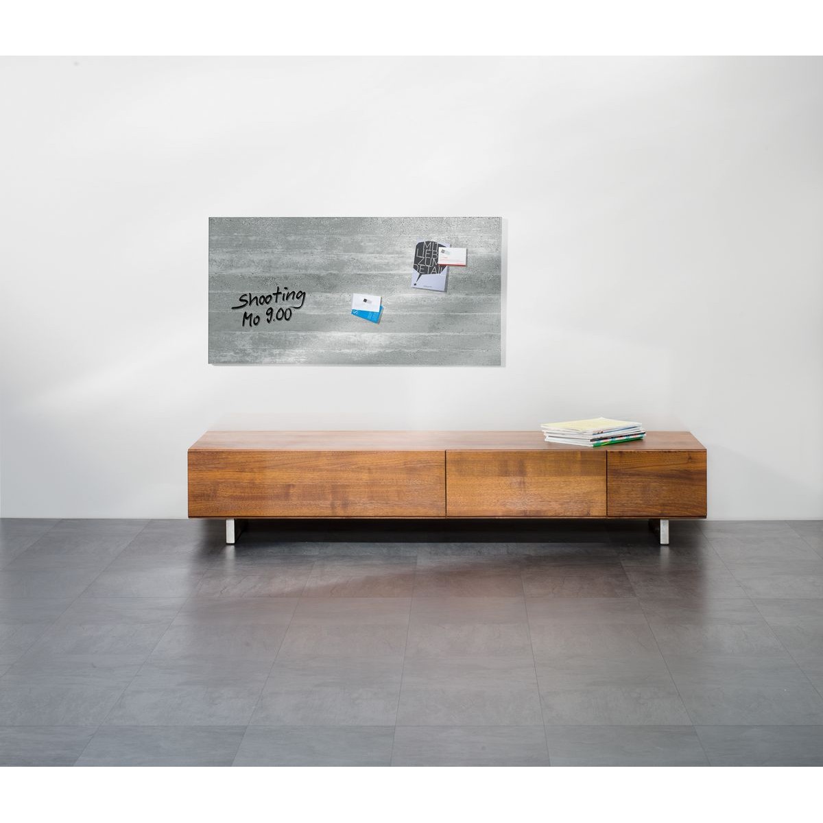 GL148 - Sigel - Magnetic Glass Board - Concrete - 91 x 46 cm 