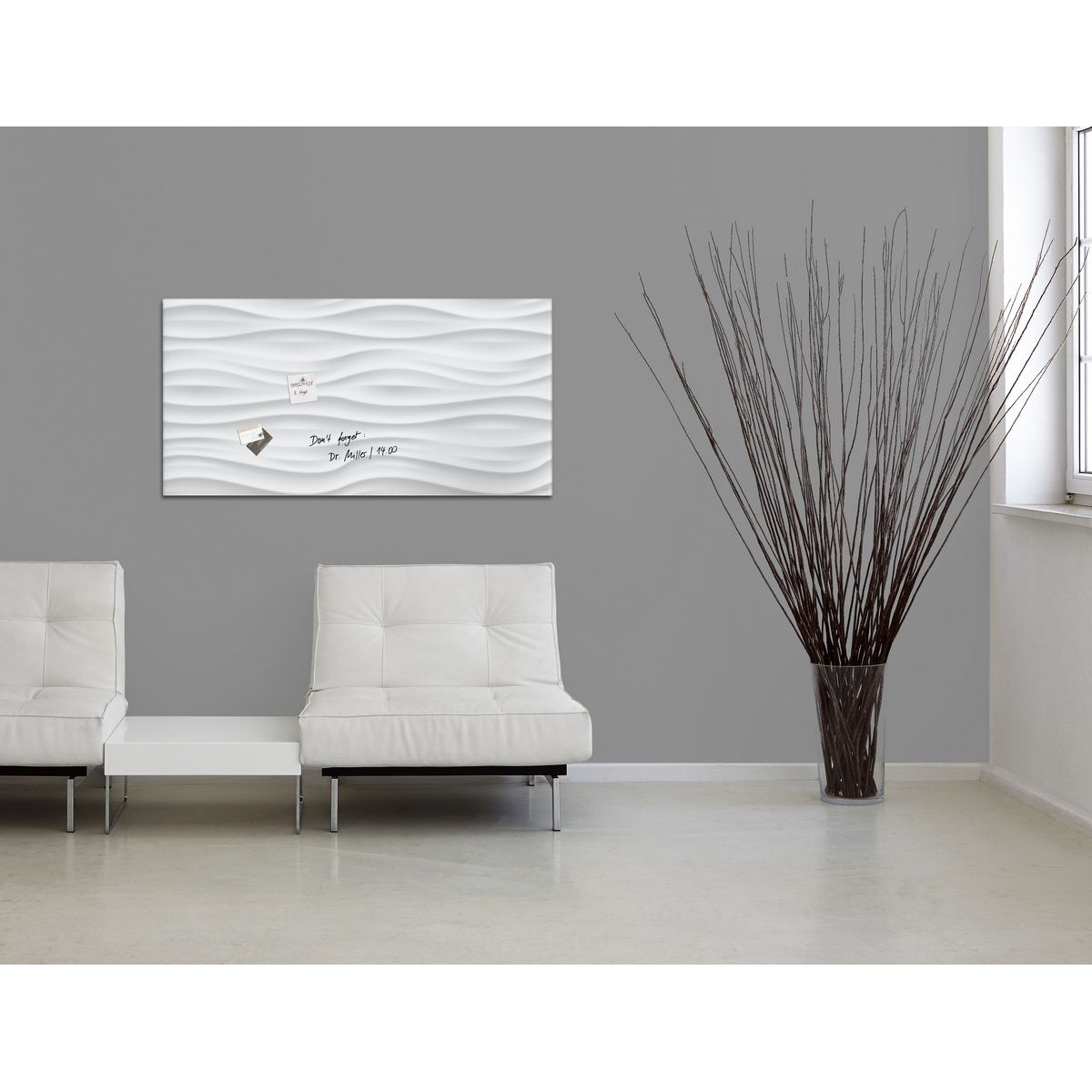 GL260 - Sigel - Magnetic Glass Board - White-Wave - 91 x 46 cm 
