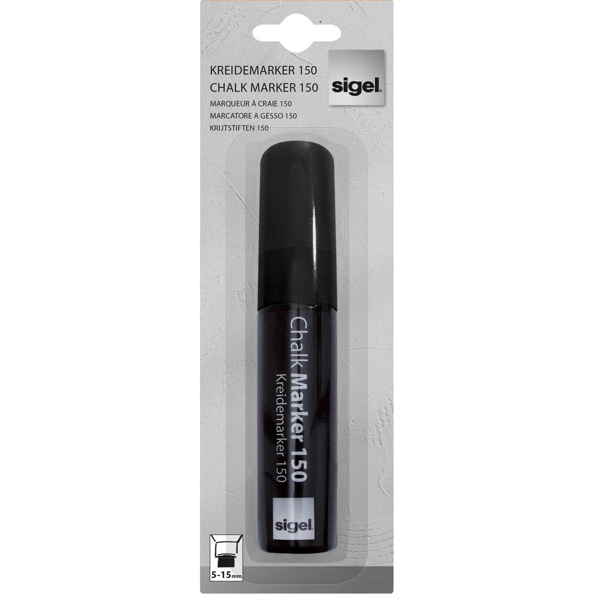 GL170 - Sigel - Chalk Marker 150, chisel tip 5-15 mm - Black