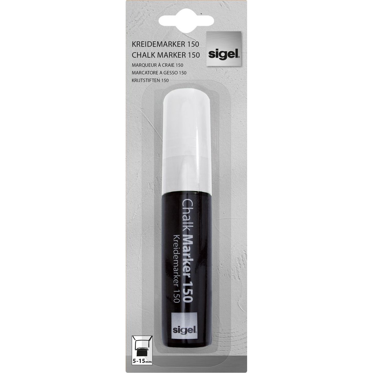 GL171 - Sigel - Marcatore a gesso 150, punta obliqua 5-15 mm - Bianco