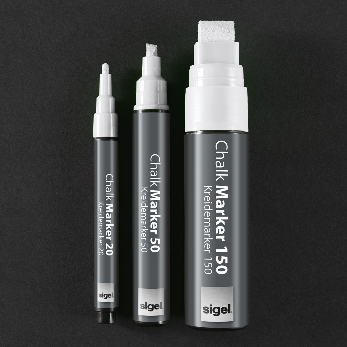 GL178 - Sigel - Marcatore a gesso 20, punta tonda 1-2 mm - Bianco