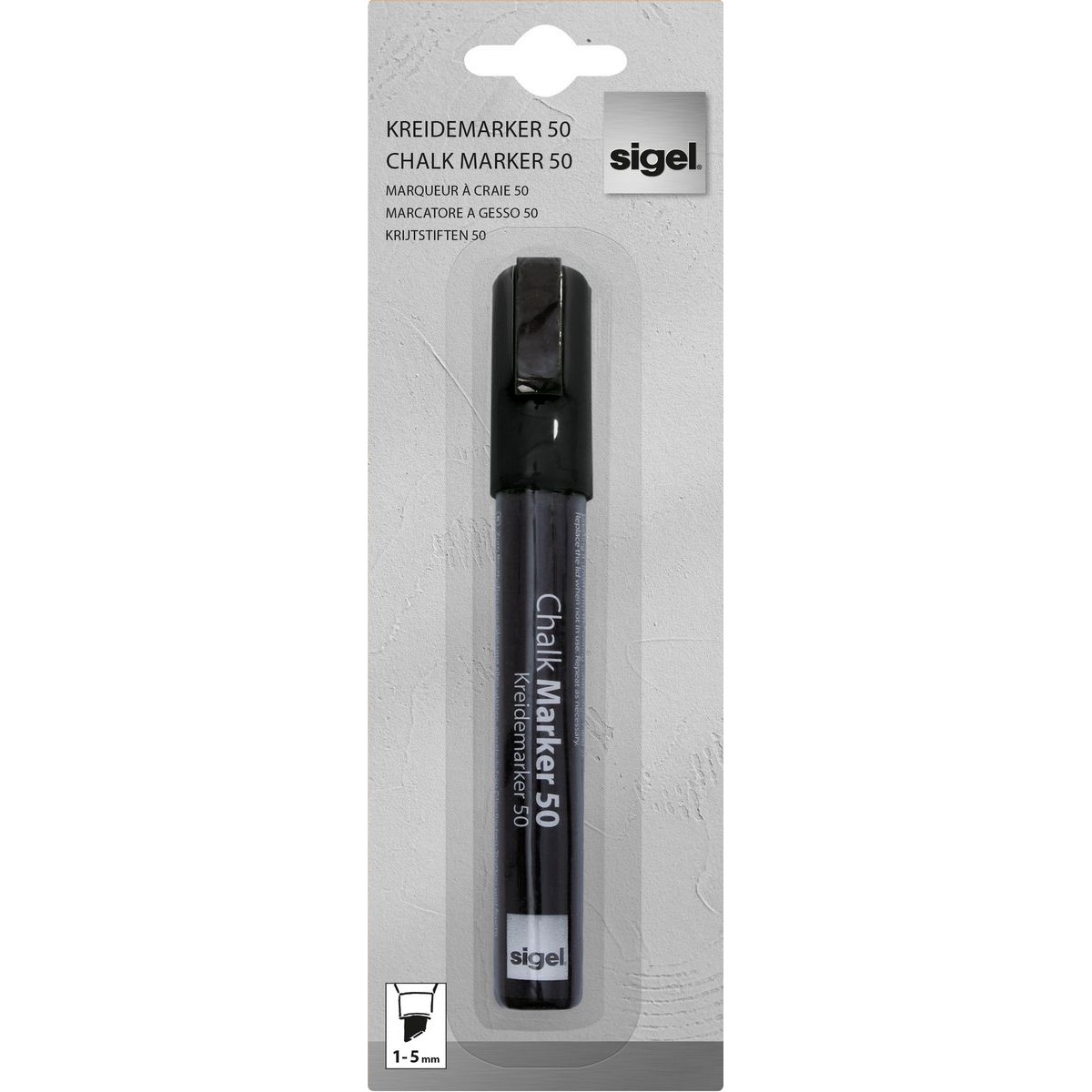 GL180 - Sigel - Chalk Marker 50, chisel tip 1-5 mm - Black