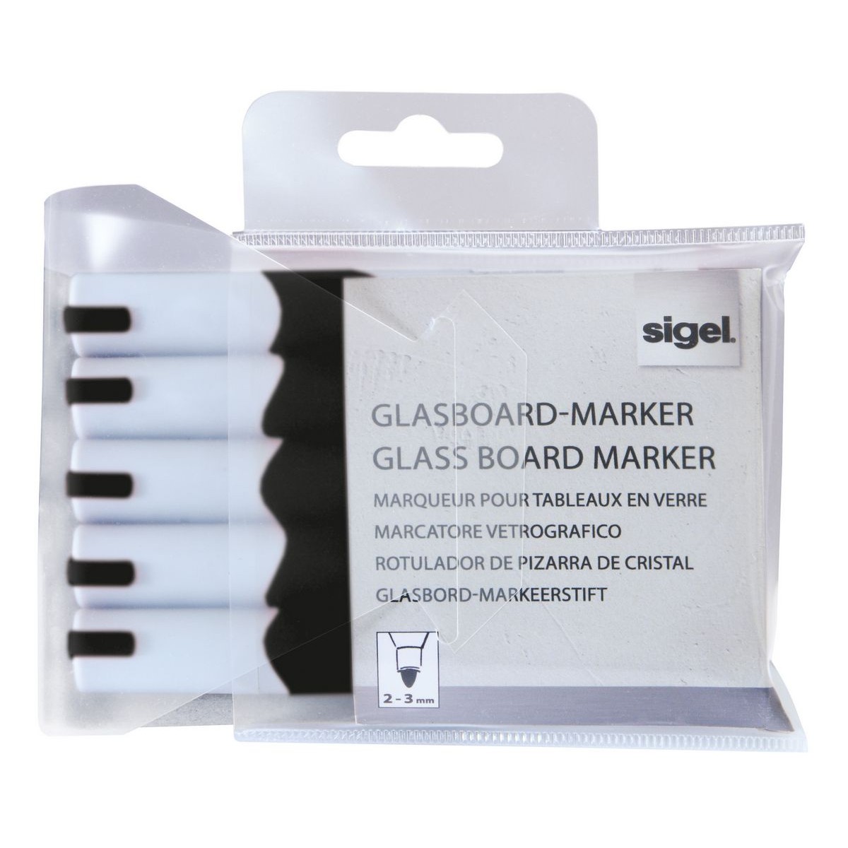 GL710 - Sigel - Marcatore per lavagne di vetro, punta tonda 2-3 mm - Nero