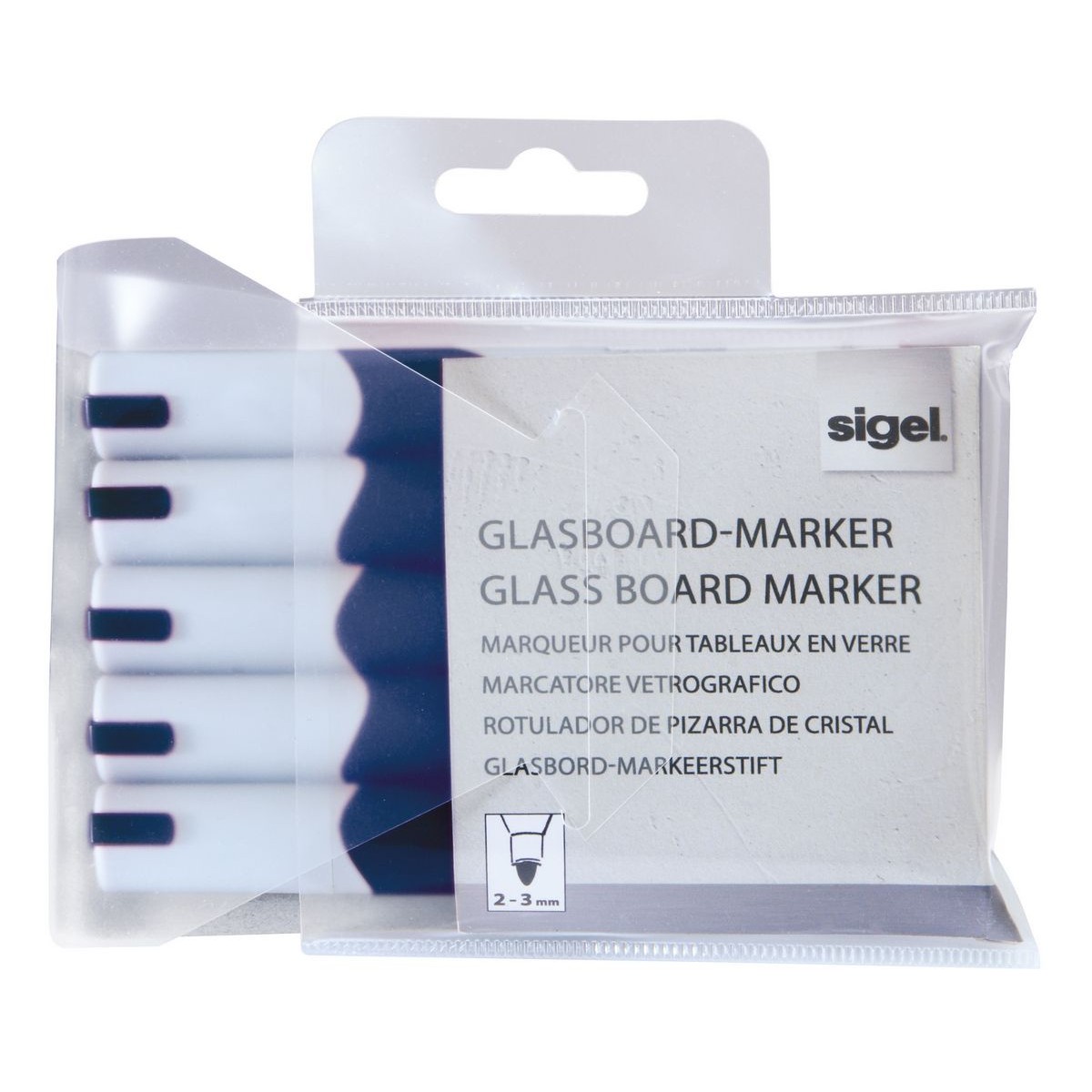 GL712 - Sigel - Marcatore per lavagne di vetro, punta tonda 2-3 mm - Blu