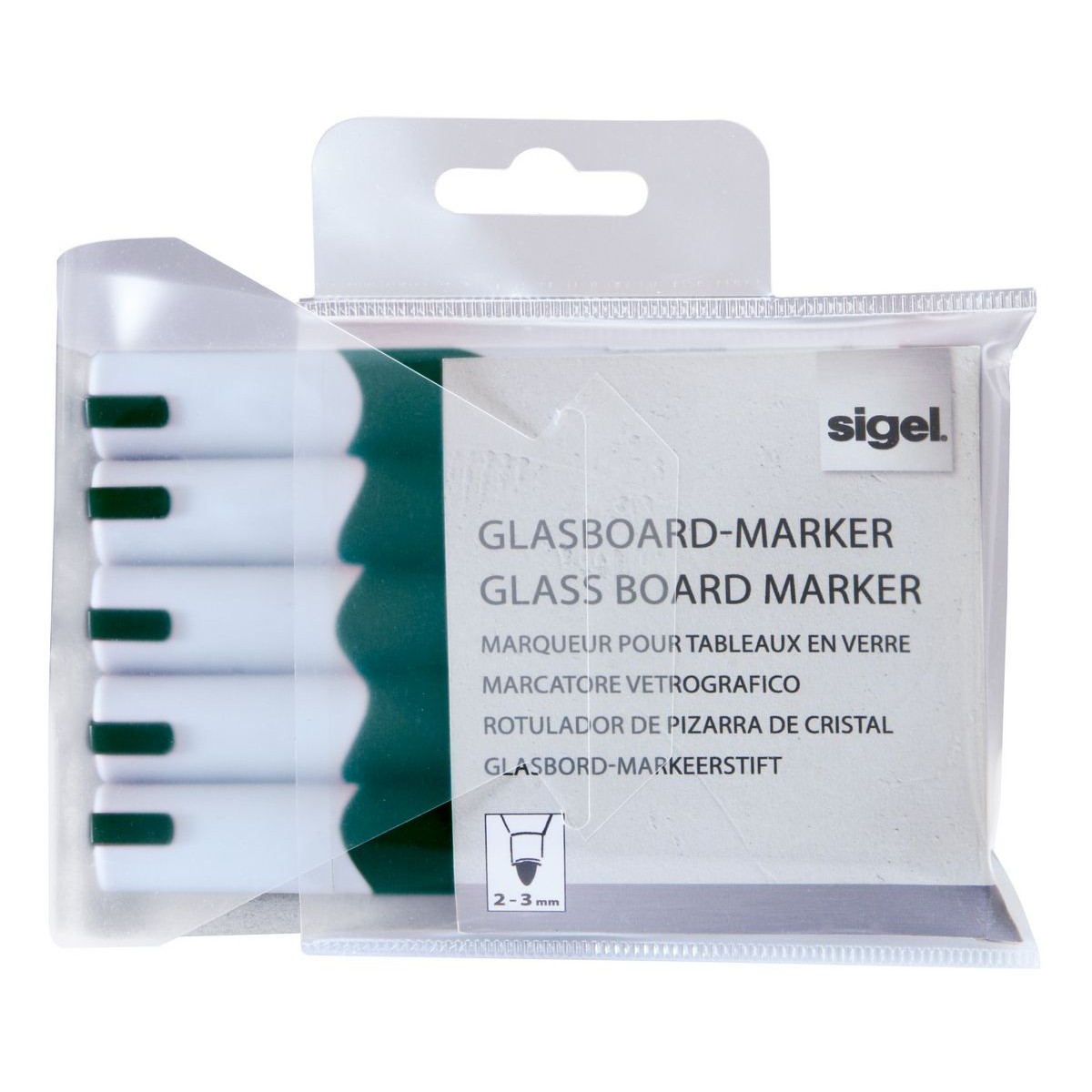 GL714 - Sigel - Marcatore per lavagne di vetro, punta tonda 2-3 mm - Verde