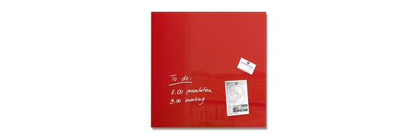 GL114 - Sigel - Magnetic Glass Board - Red - 48 x 48 x 1,5 cm