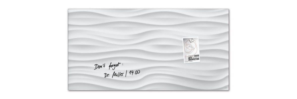 GL260 - Sigel - Magnetic Glass Board - White-Wave - 91 x 46 cm 