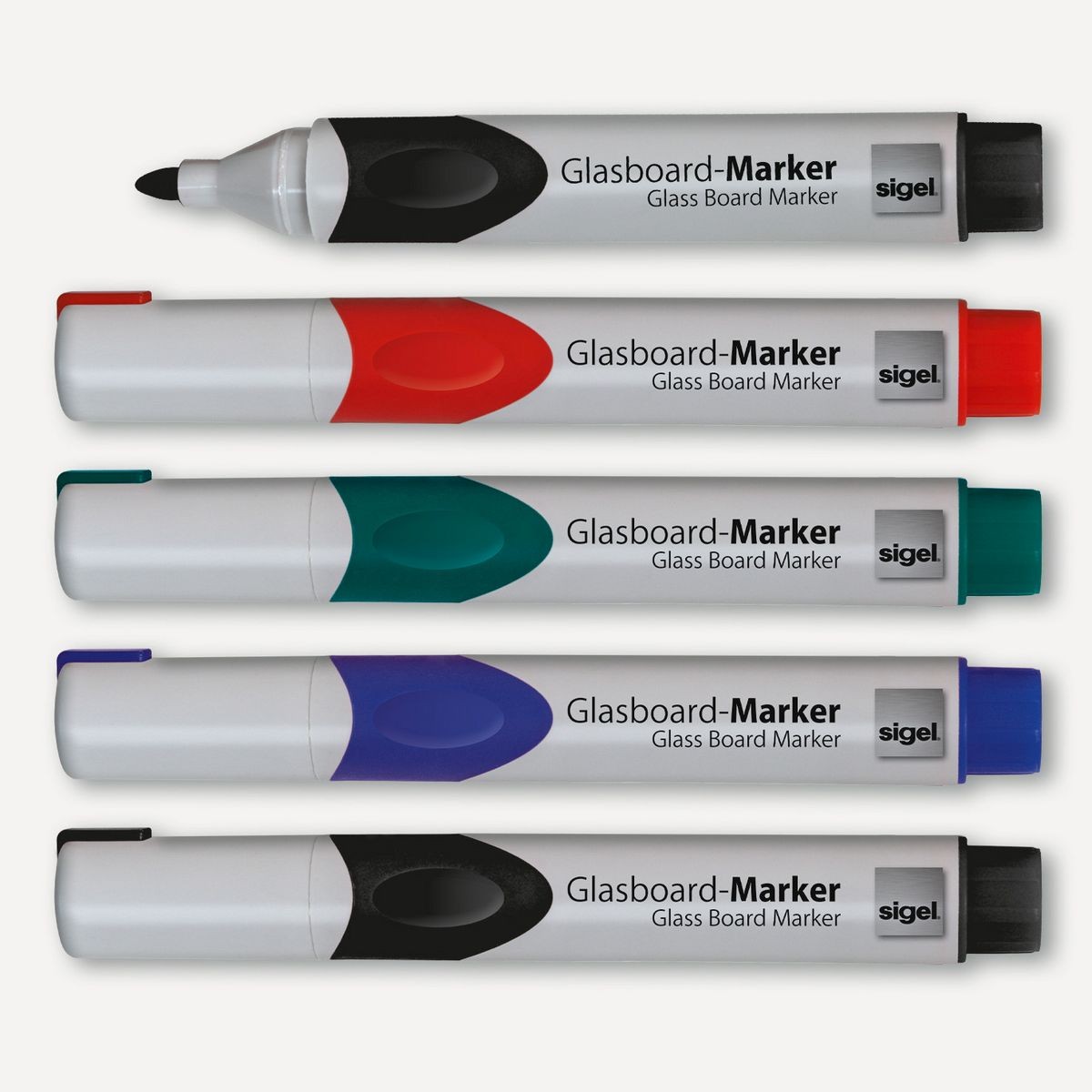 GL711 - Sigel - Marcatore per lavagne di vetro, punta tonda 2-3 mm - Multicolore