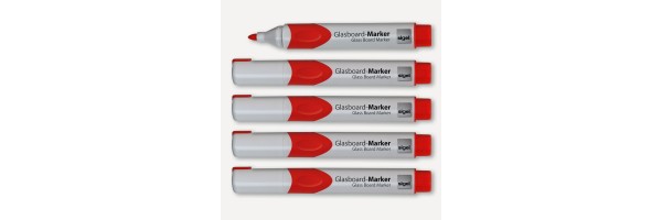 GL713 - Sigel - Glass Board Markers, 2-3 mm round nib - Red