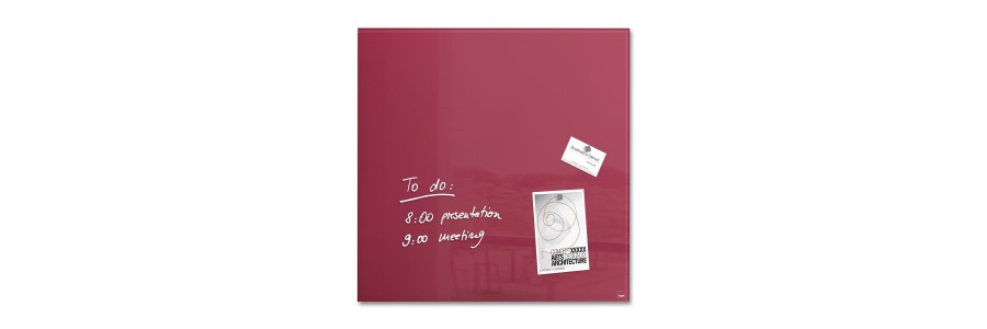 GL272 - Sigel - Magnetic glass boards - Berry red - 48 x 48 x 1,5 cm